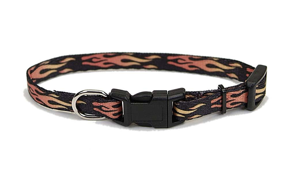 Coastal Lil Pals Adjustable Patterned Collar Flames 5/16X6-8In