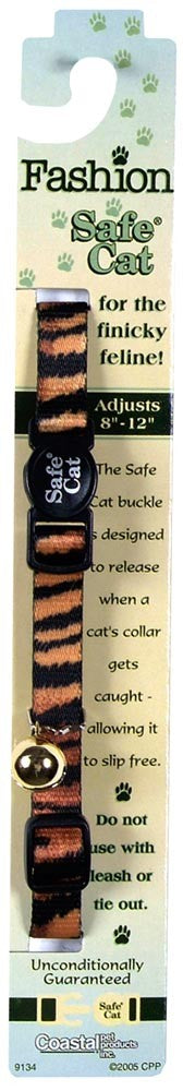 Safe Cat Fashion Adjustable Breakaway Cat Collar Tiger Multi-Color 3-8 in x 8-12 in