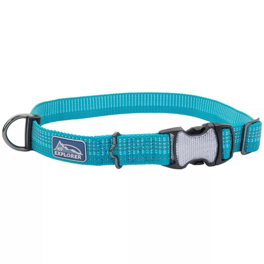 K9 Explorer Brights Reflective Adjustable Dog Collar Ocean Small 5/8"x 10"-14"