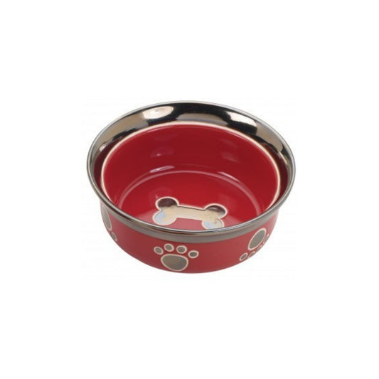 Spot 7" Dog, Red Ritz Copper Rim Dish