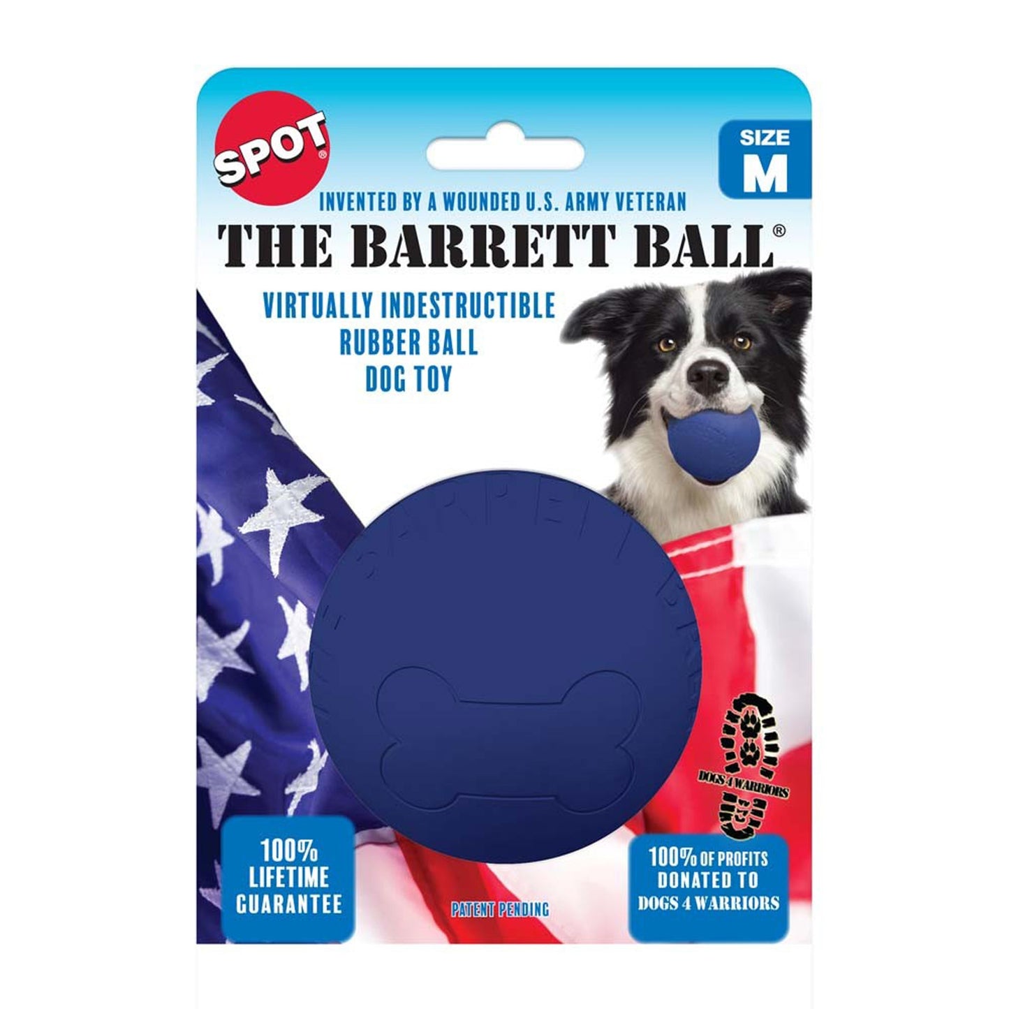 Spot Barrett Ball Dog Toy Blue, 1ea/4 in, MD