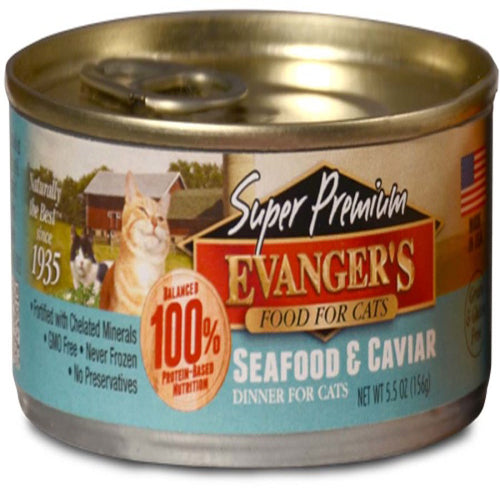 Evanger's Super Premium Wet Cat Food Seafood & Caviar 24ea/5.5 oz, 24 pk