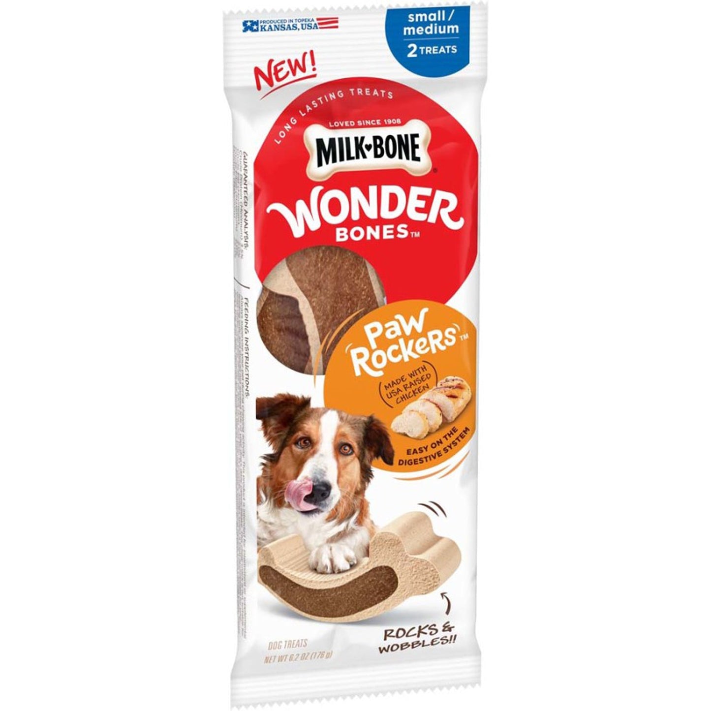 Milk-Bone Wonder Bones Paw Rockers Dog Treats Chicken 1ea/6.2 oz, 2 ct, SM/MD