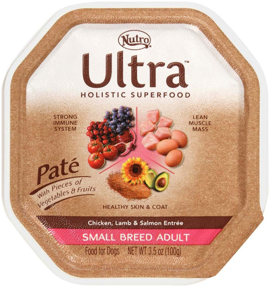 Nutro Products Ultra Grain Free Paté Adult Wet Dog Food Trio of Proteins from Chicken, Lamb & Whitefish Paté w/Superfoods 3.5oz. (Case of 24)