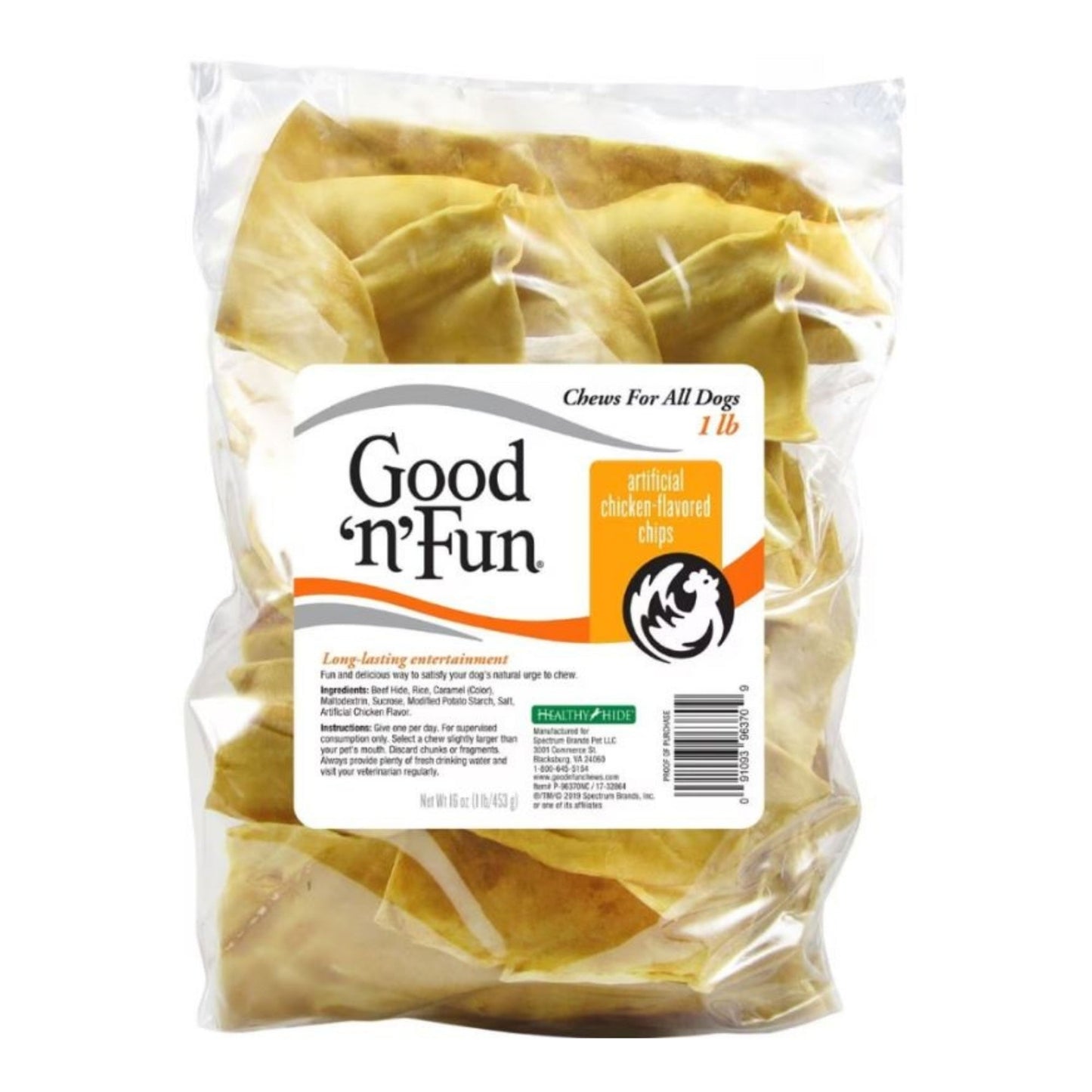 Good 'N' Fun Beefhide Chips Chicken 1Lbs.