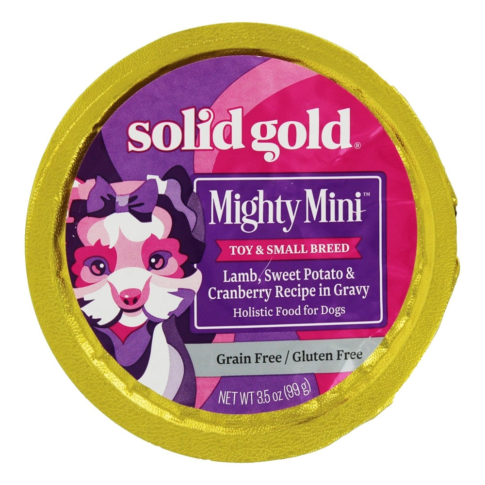 Solid Gold Dog Cup Mighty Mini Lamb Sweet Potato Cranberry 3.5 oz.(Case Of 12)