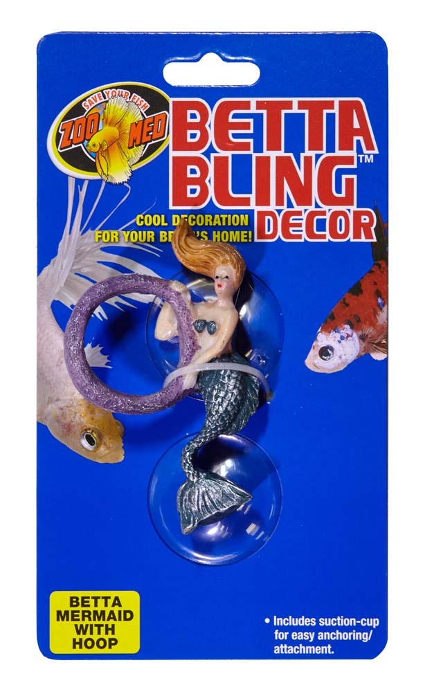 Zoo Med Betta Bling Mermaid Aquarium Ornament with Hoop Multi-Color 1ea