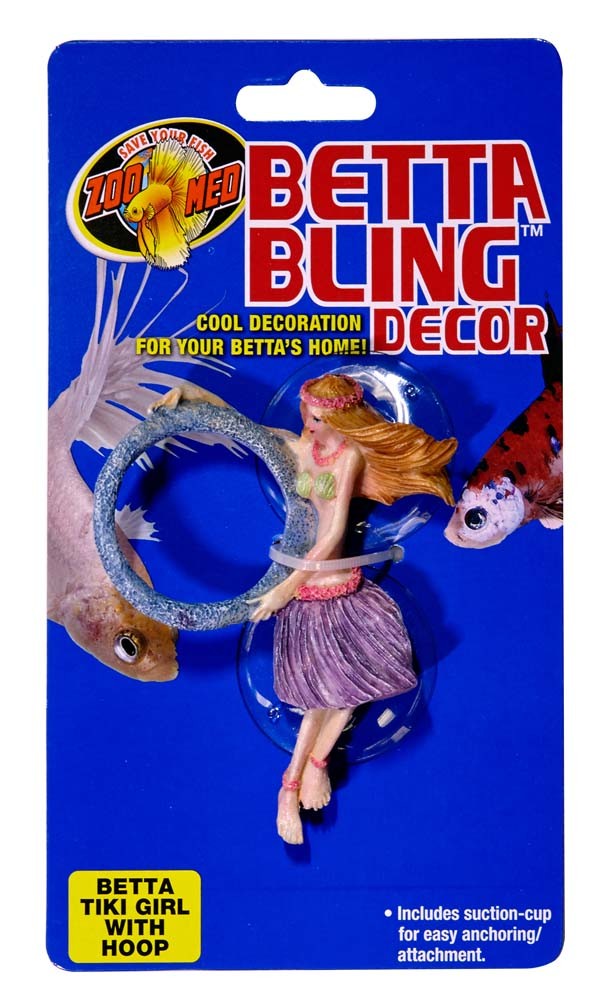 Zoo Med Betta Bling Tiki Girl Statue with Hoop Multi-Color 1ea