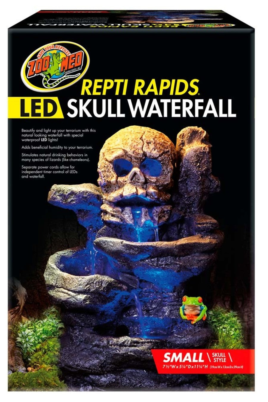 Zoo Med Repti Rapids LED Skull Waterfall Brown/Black 1ea/SM