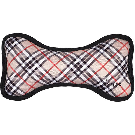 The Worthy Dog Bone Tan Plaid Small