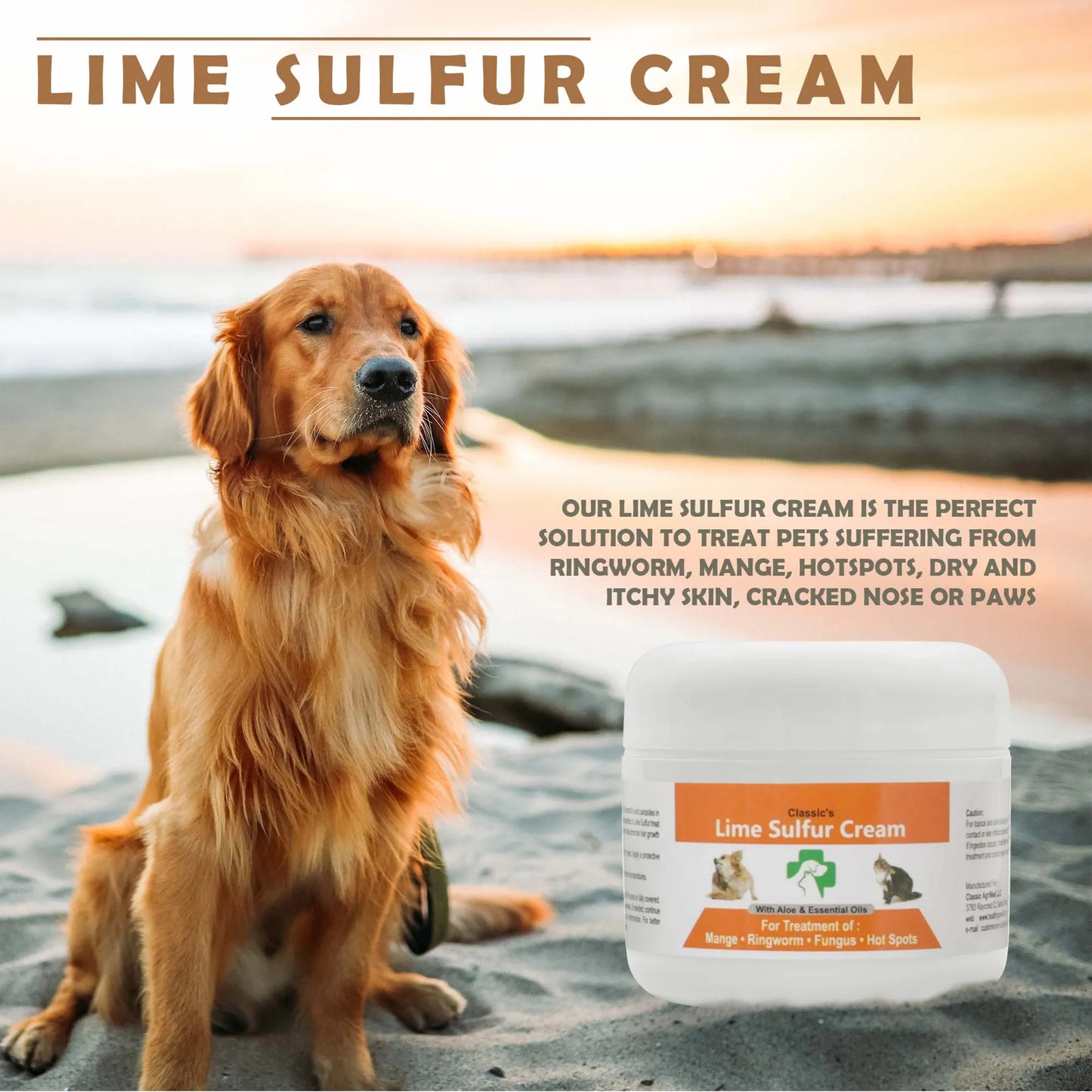 Classic's Lime Sulfur Pet Skin Cream - Pet Care and Veterinary Treatment for Itchy and Dry Skin