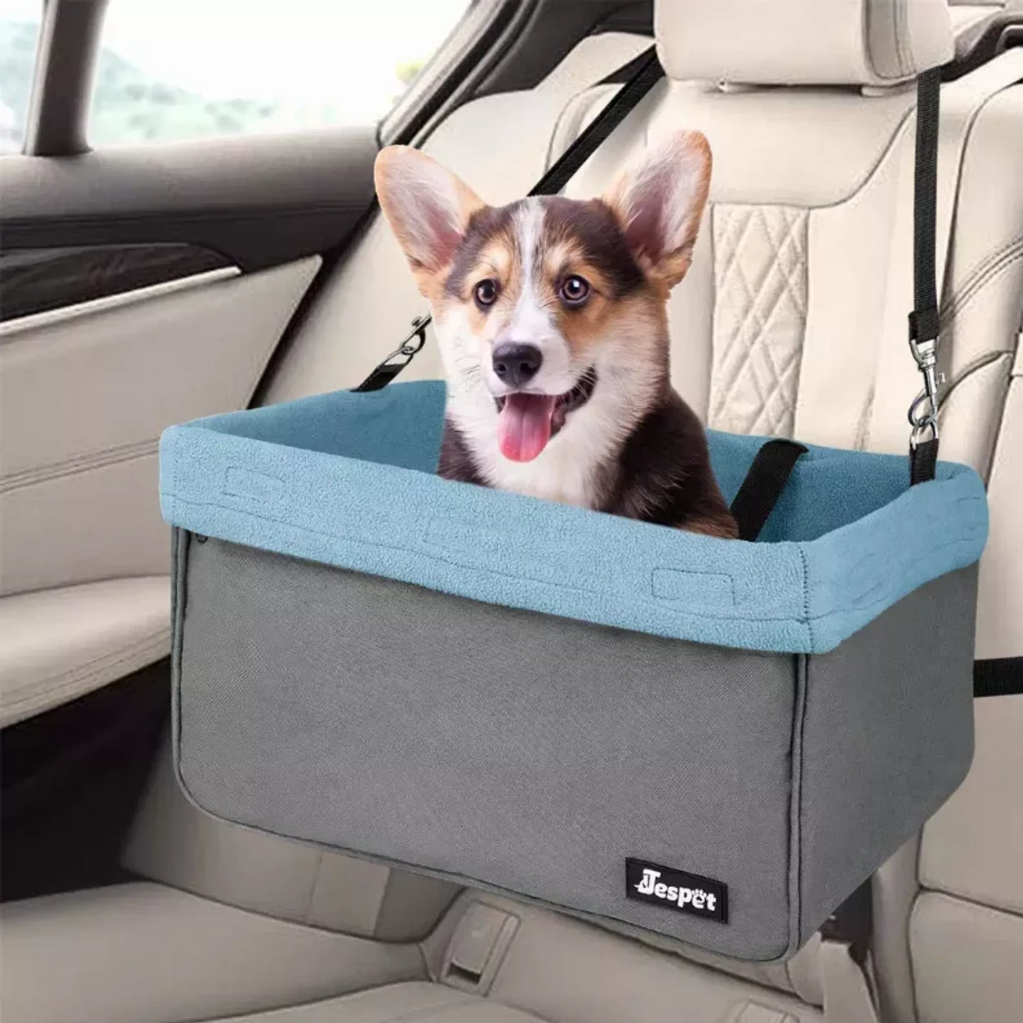 JESPET & GOOPAWS Dog Booster Seats for Cars, Portable Dog Car Seat Travel Carrier with Seat Belt for 24lbs Pets