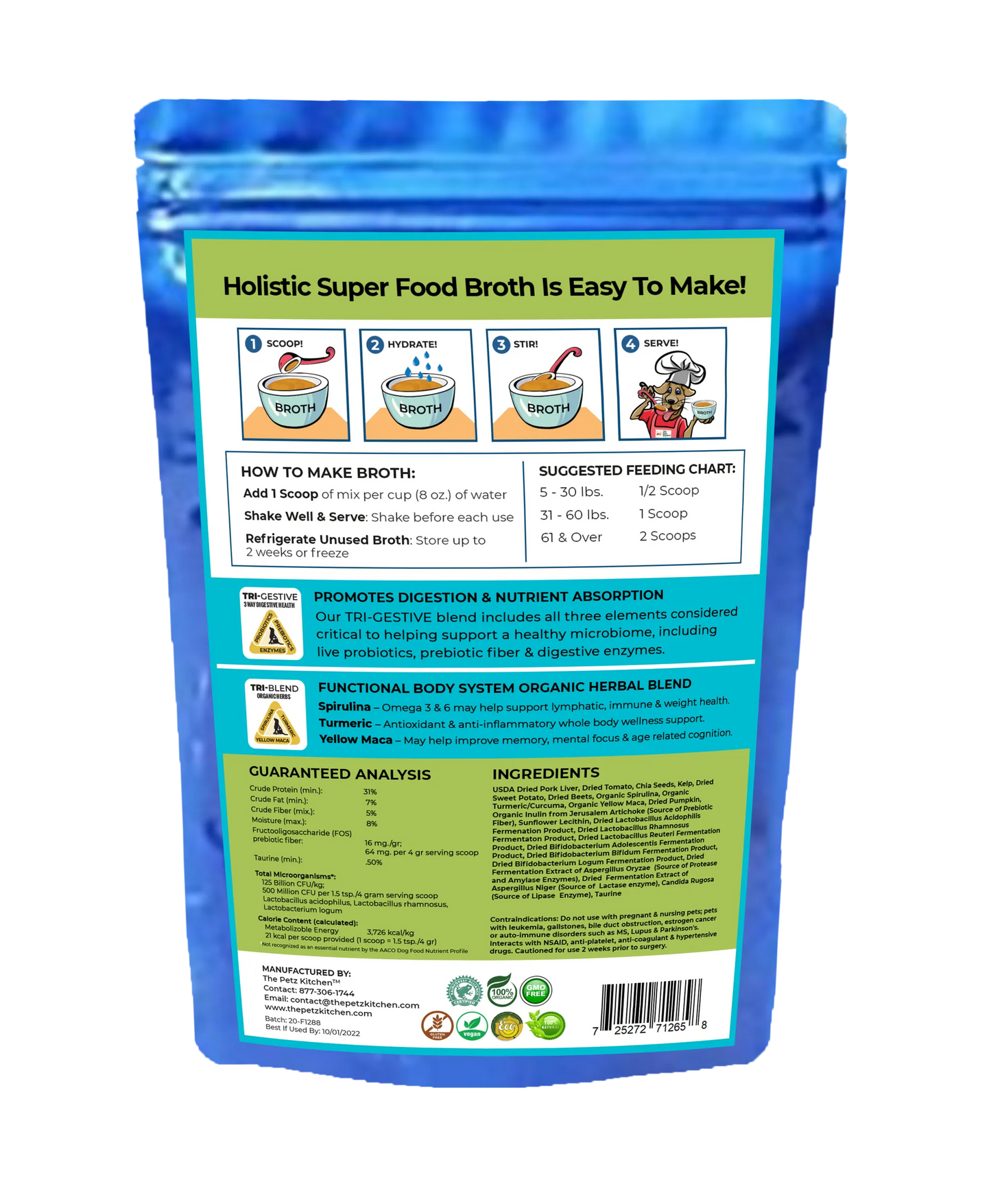 Super Food Broth One & Done* Vitamin, Mineral & Enzyme The Petz Kitchen Dogs Cats