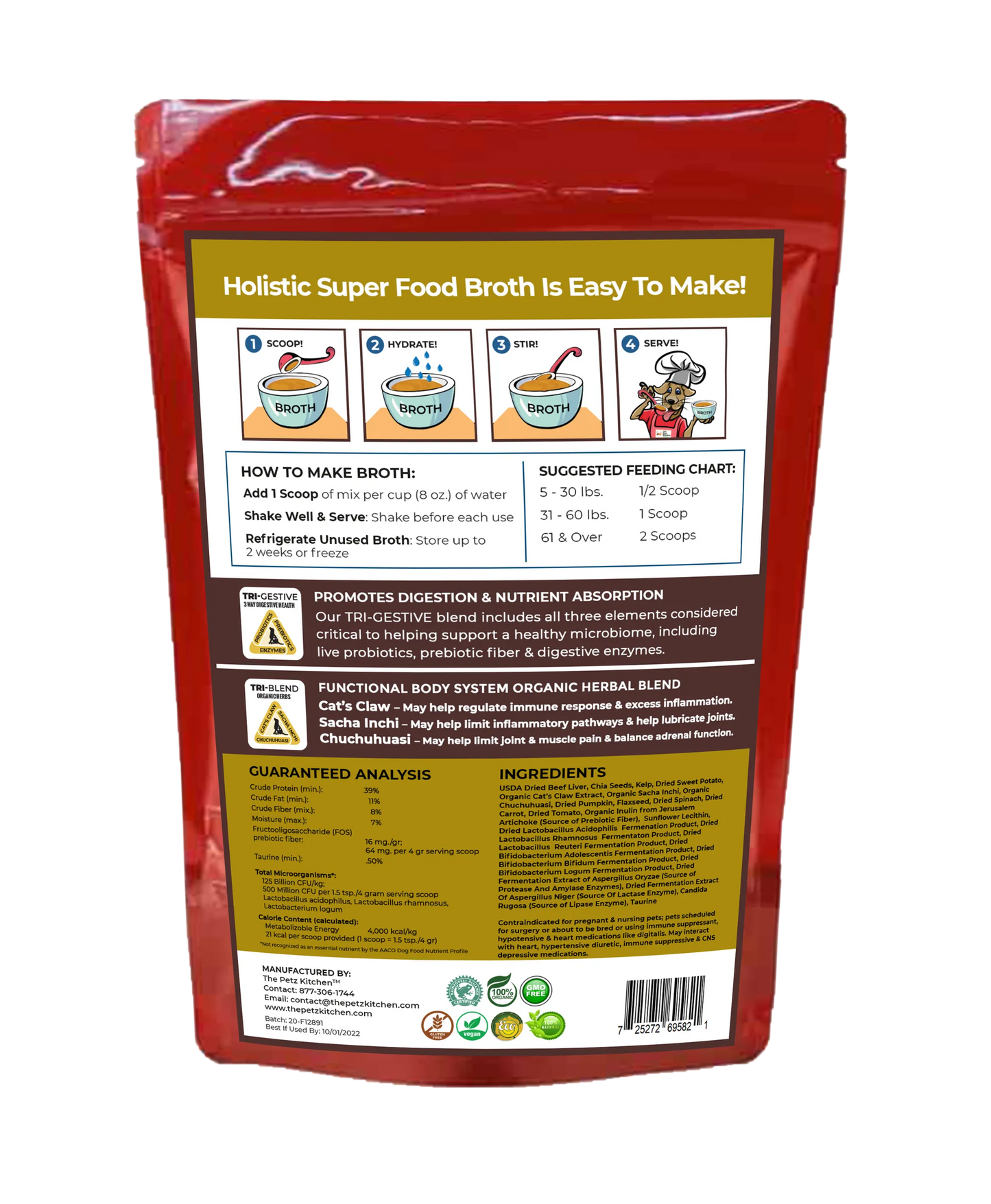 Super Food Broth Joint & Active Body Support* The Petz Kitchen Dogs & Cats*