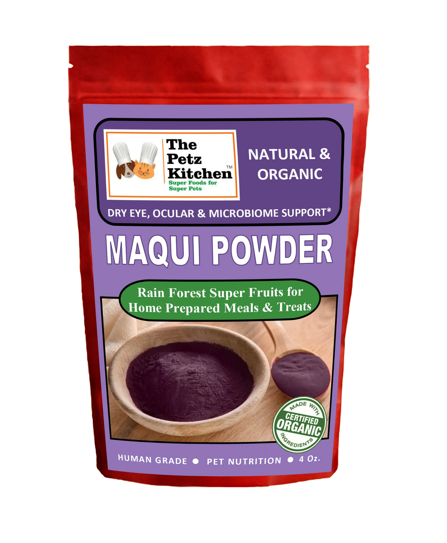 Maqui Berry Powder - Dry Eye Ocular & Microbiome Support* Organic The Petz Kitchen Dog & Cat Holistic Super Foods*