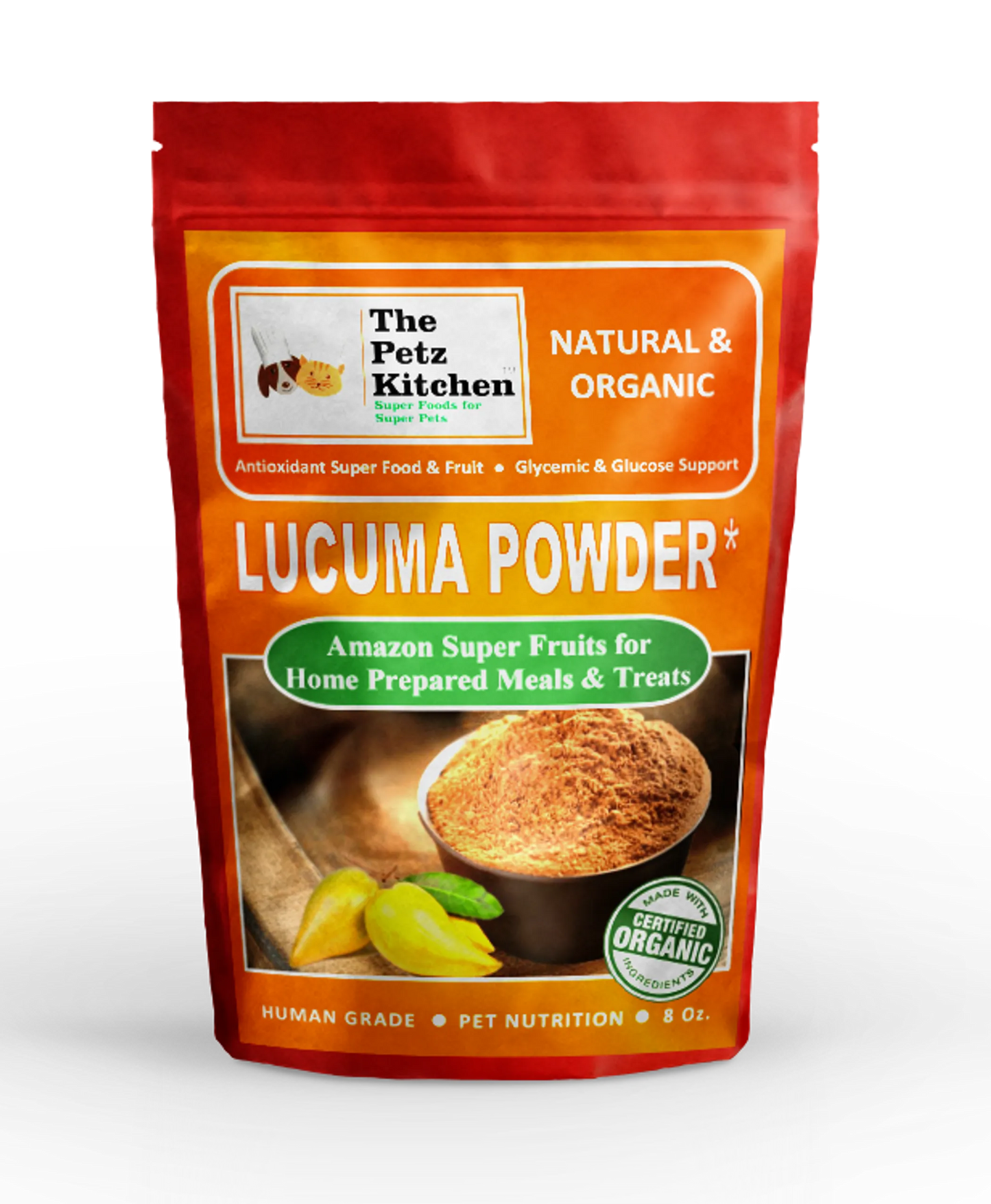 Lucuma Powder - Glycemic Glucose & Digestive Support*  Antioxidant Usda Organic Super Food & Fruit The Petz Kitchen