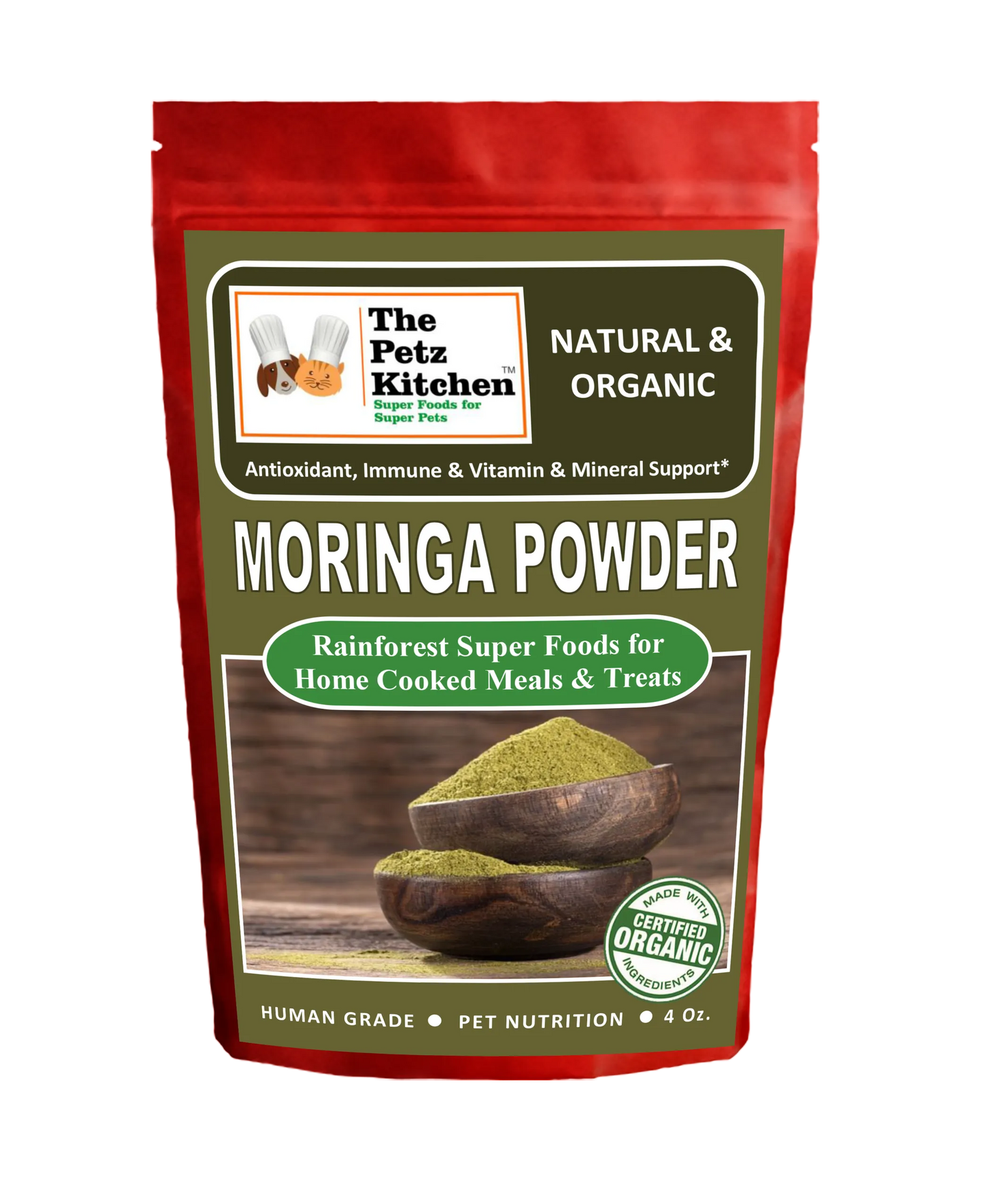 Moringa Leaf Powder Organic Antioxidant Vitamin & Mineral Support* The Petz Kitchen Super Foods