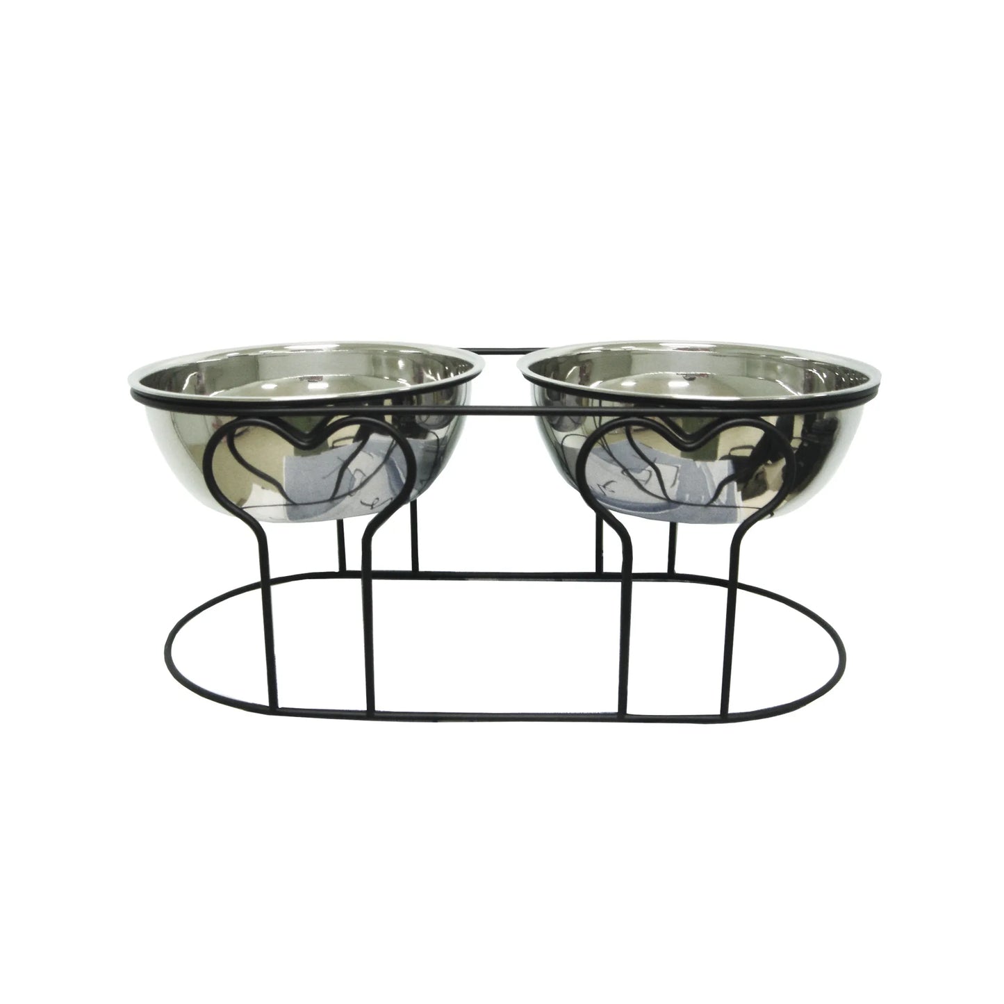 YML Wrought Iron Stand with Double Stainless Steel Feeder Bowls