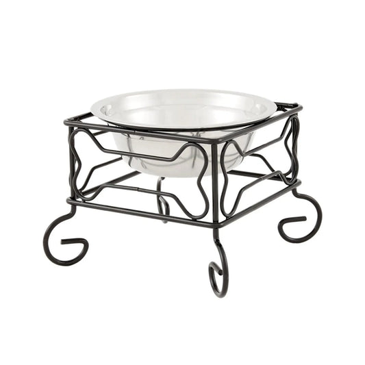 YML Wrought Iron Stand with Single Stainless Steel Feeder Bowl