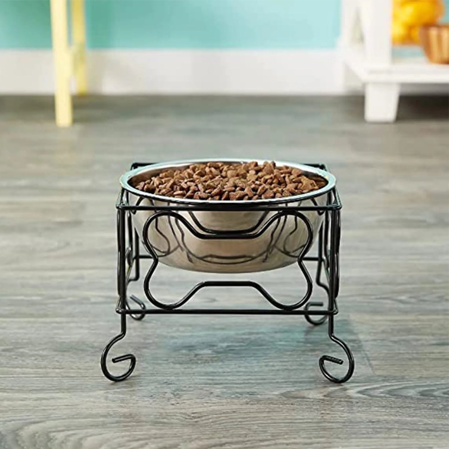 YML Wrought Iron Stand with Single Stainless Steel Feeder Bowl