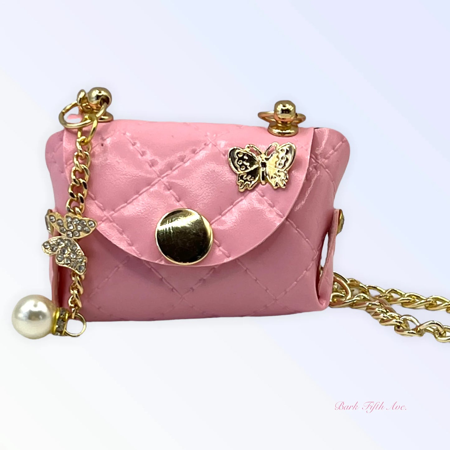 Pink Quilted Butterfly Pick-Up Bag