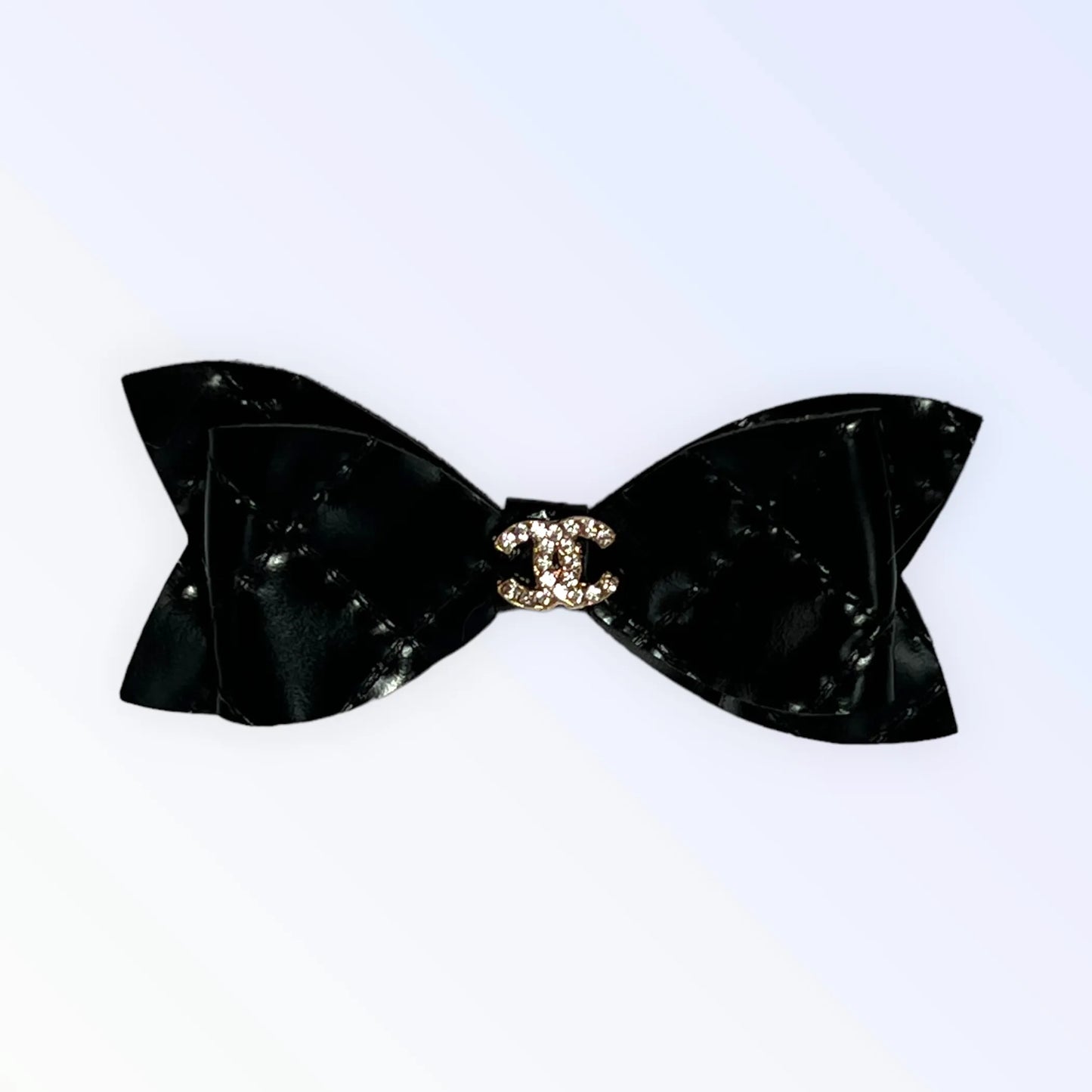 Quilted CC Leather Hair Bows