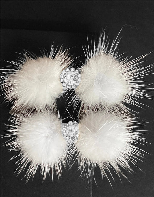 Snowflake Pom Pom Hair Barrettes