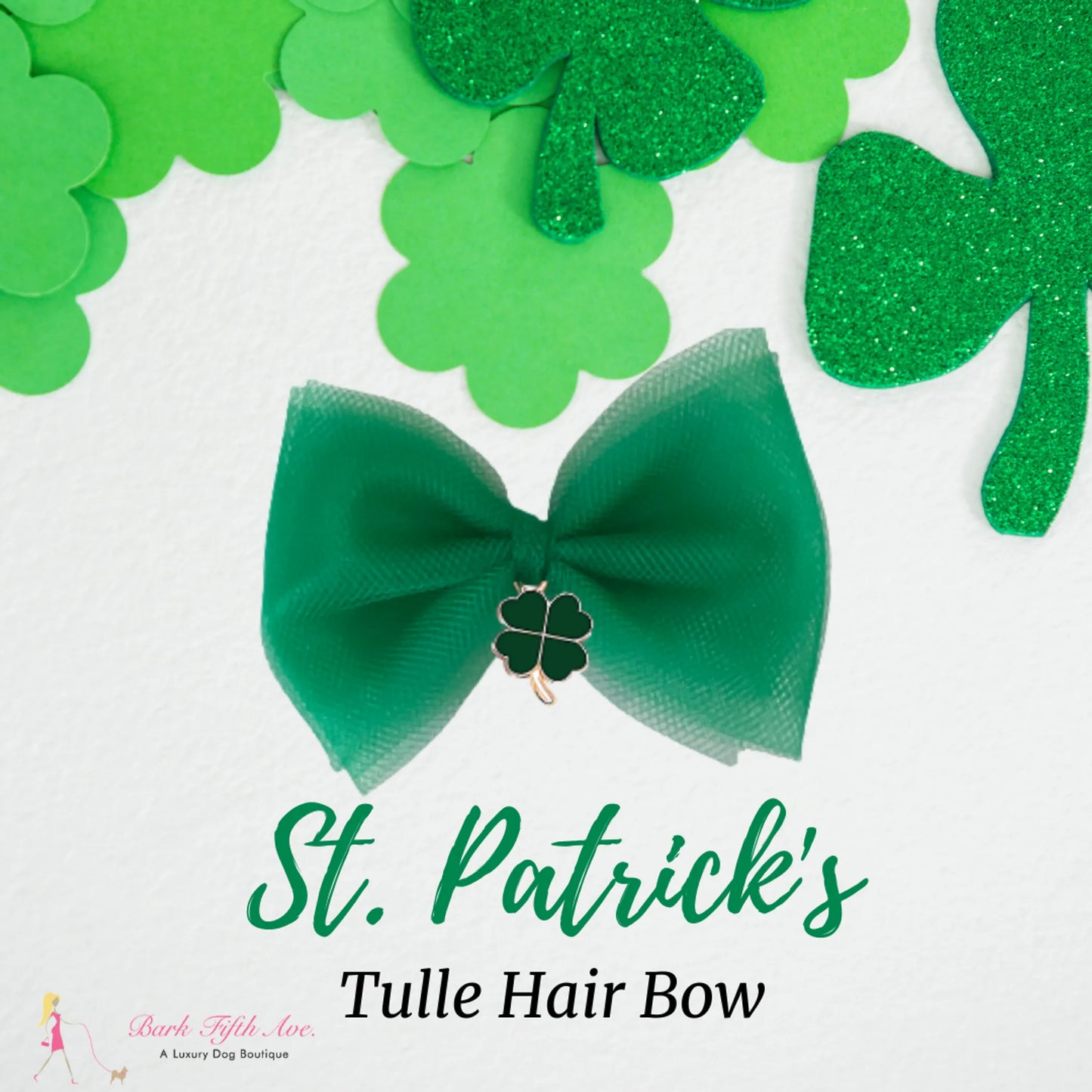 St. Patrick's Tulle Dog Hair Bow