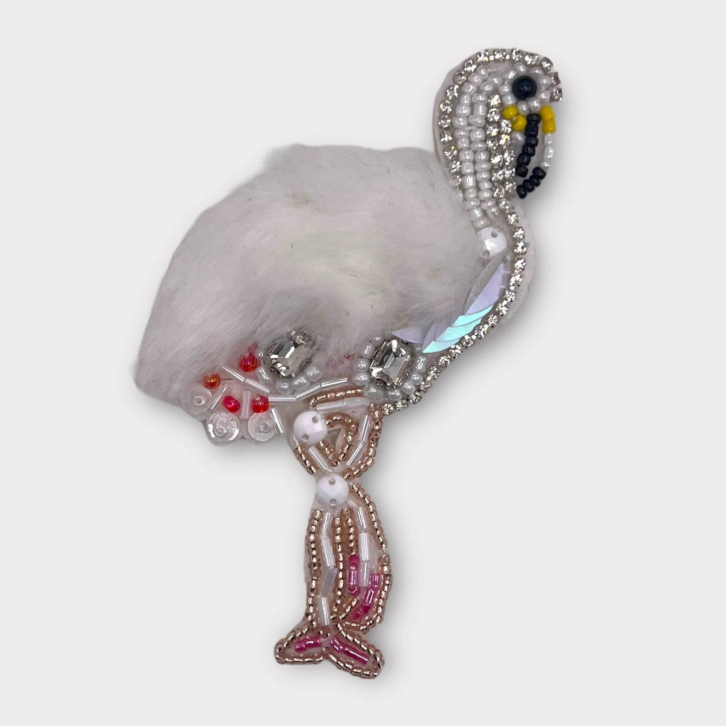 Beaded Fur and Rhinestone Flamingo- Dog Dress