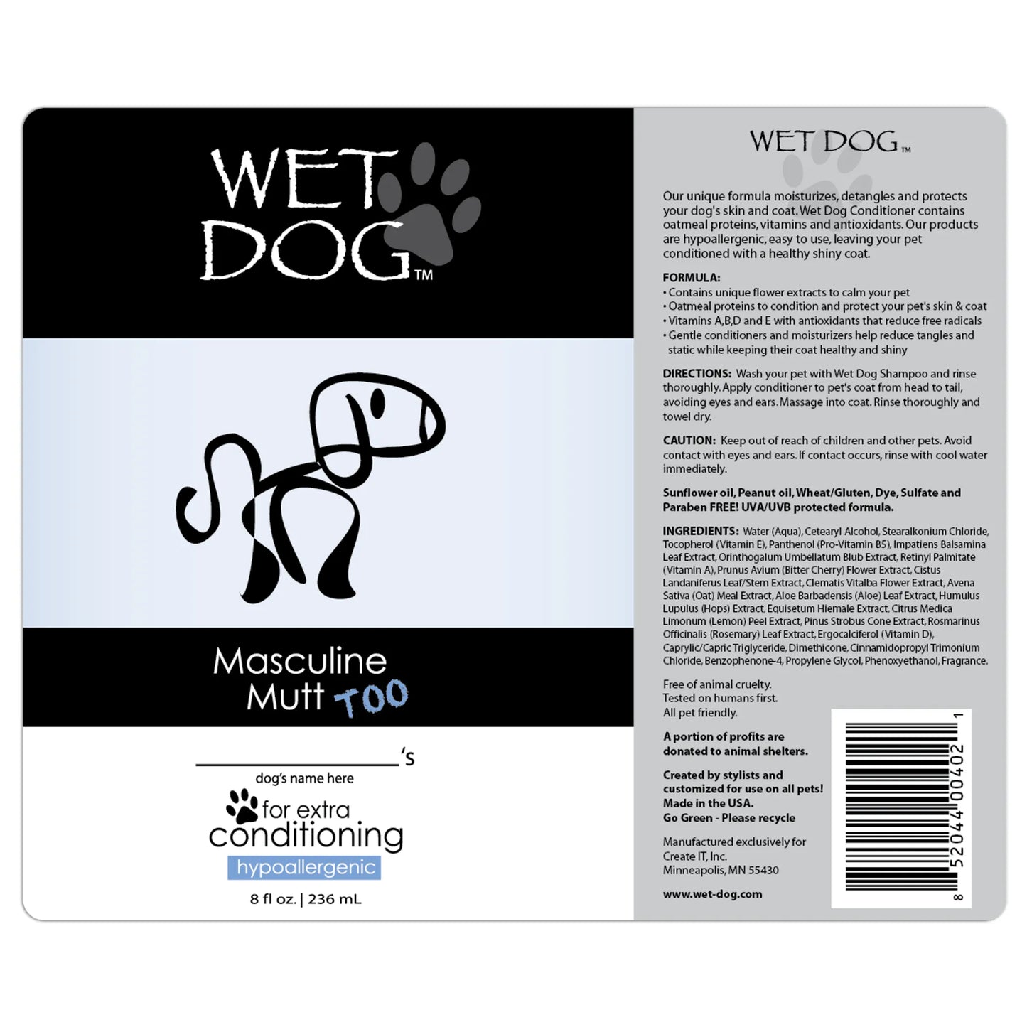 Wet Dog - Masculine Mutt Calming Conditioner for Dogs