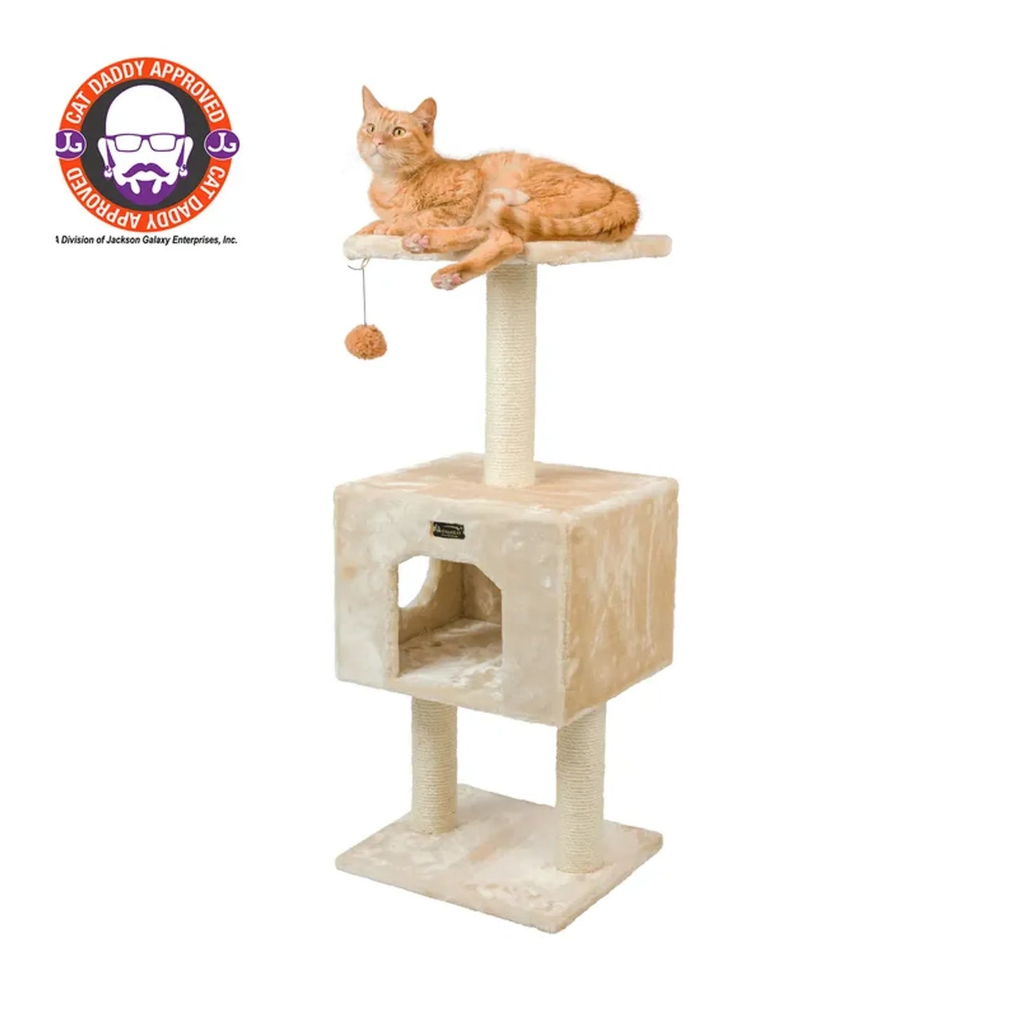 Real Wood Cat Tree With Condo And Scratch Post 42 Height BGE