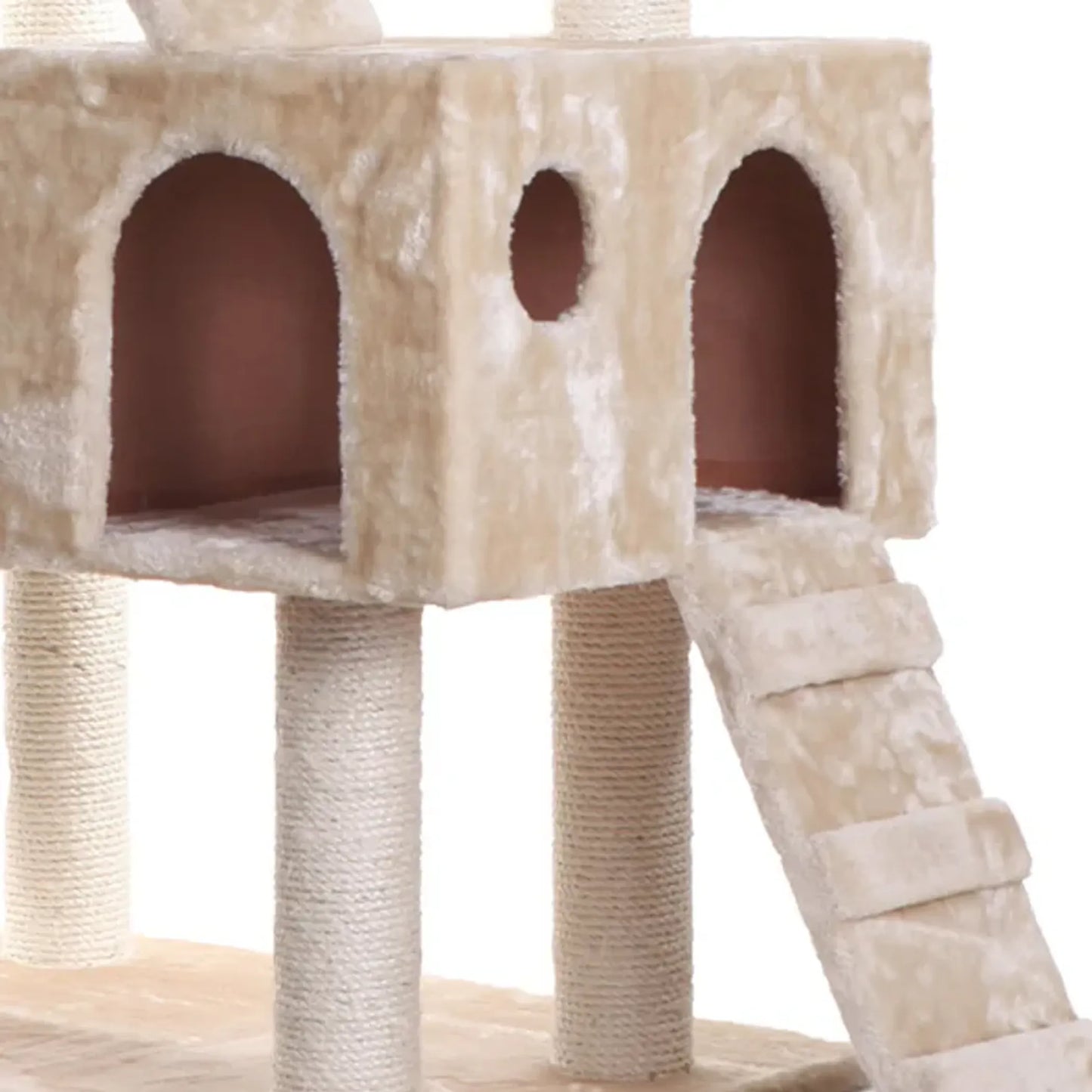 Real Wood 74" Multi-Level Cat Tree Large Cat Play Furniture