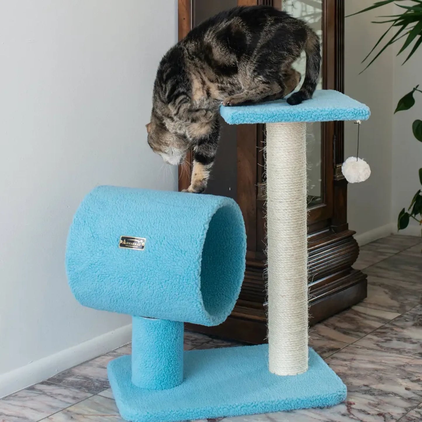 Armarkat Sky Blue 25" Cat Tree, Real Wood Scratcher for Cats