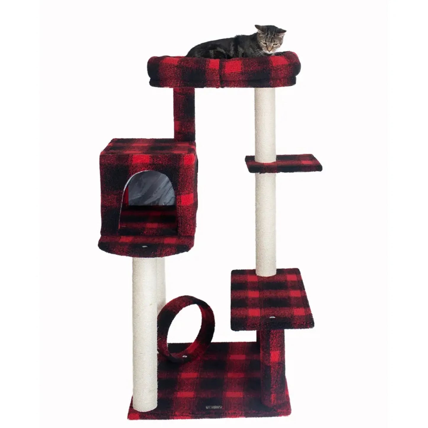 Real Wood B5008 50-Inch Classic Cat Tree With Veranda, Bench