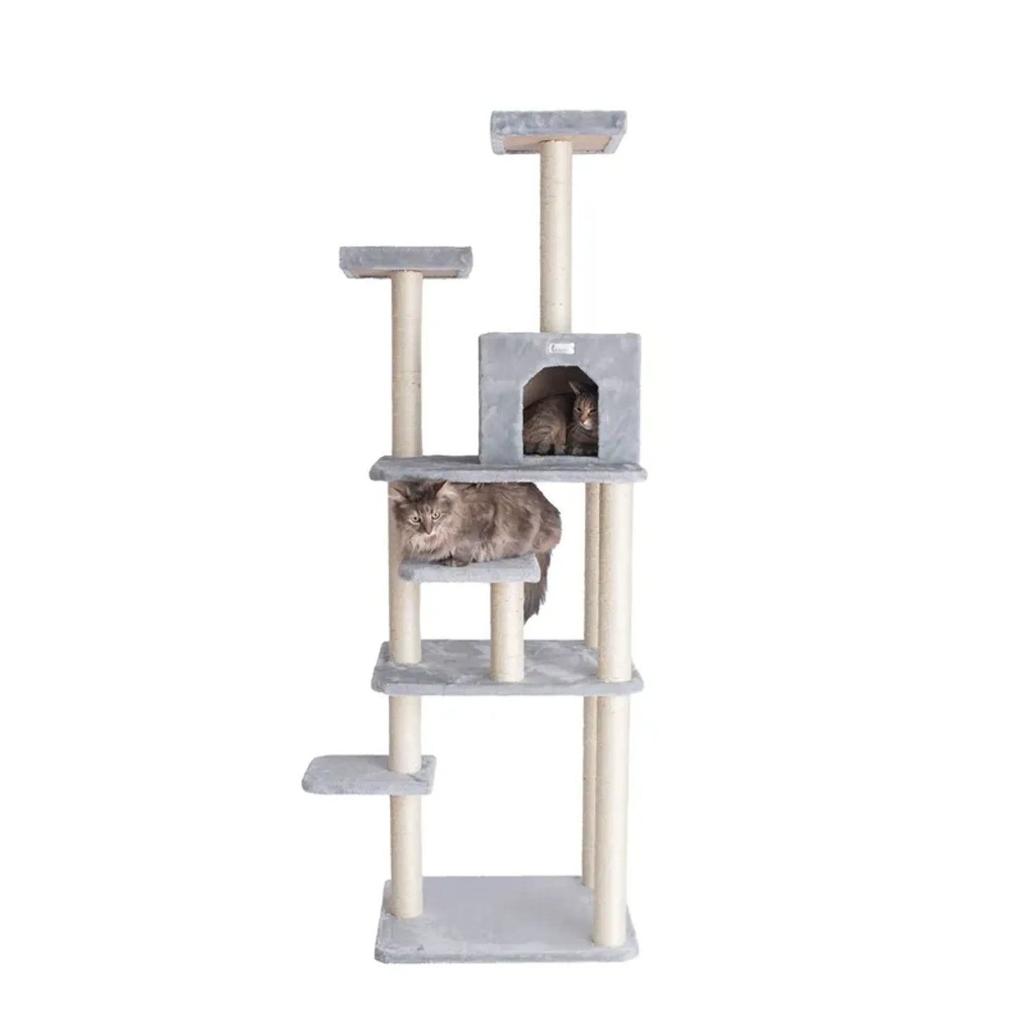 GleePet 74-Inch Real Wood Cat Tree W Seven Levels Gray