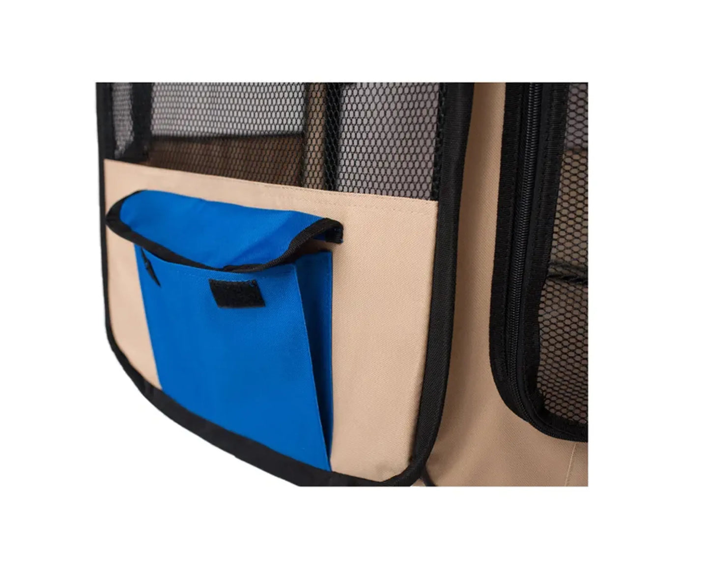 Armarkat Portable Pet Playpen In Blue and Beige Combo