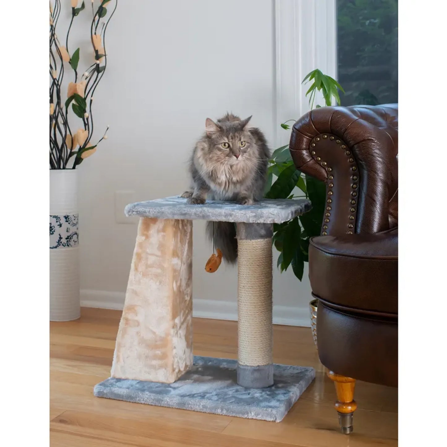 Armarkat  2 Level Platform Scratcher Real Wood Cat Post