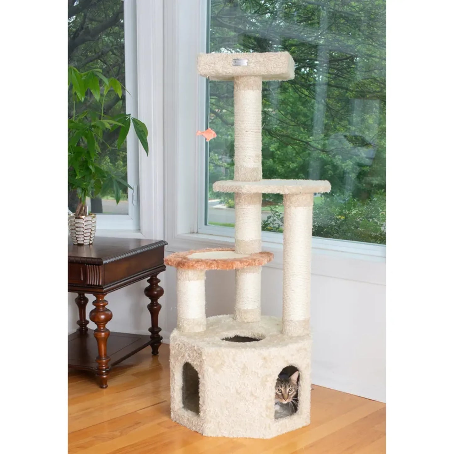 Armarkat X5703 Carpet Cat Furniture Real Wood Cat Condo