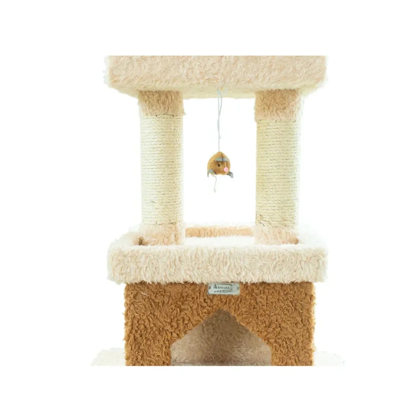 Real Wood  Multi-Level Cat Tower X8303 Cat Tree In Beige