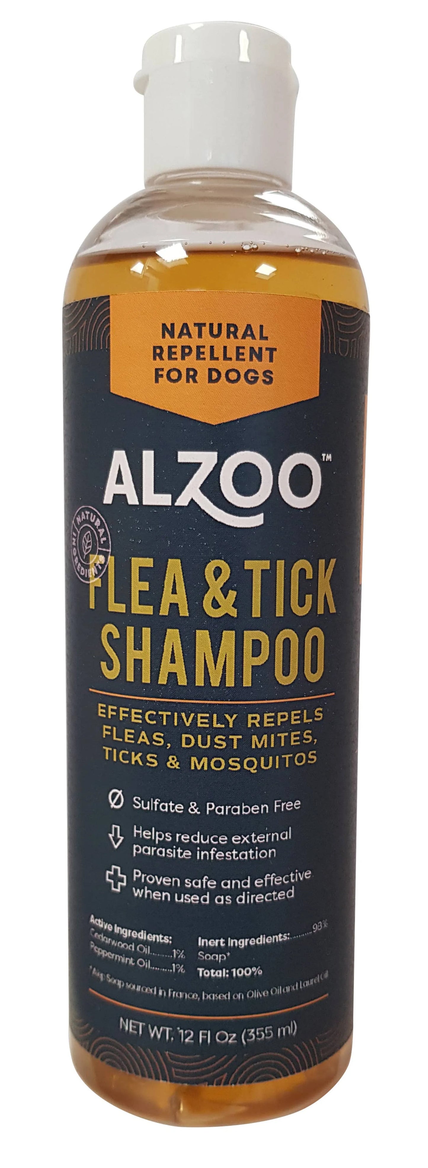 ALZOO Plant-Based Flea and Tick Repellent Shampoo for Dogs, 12oz