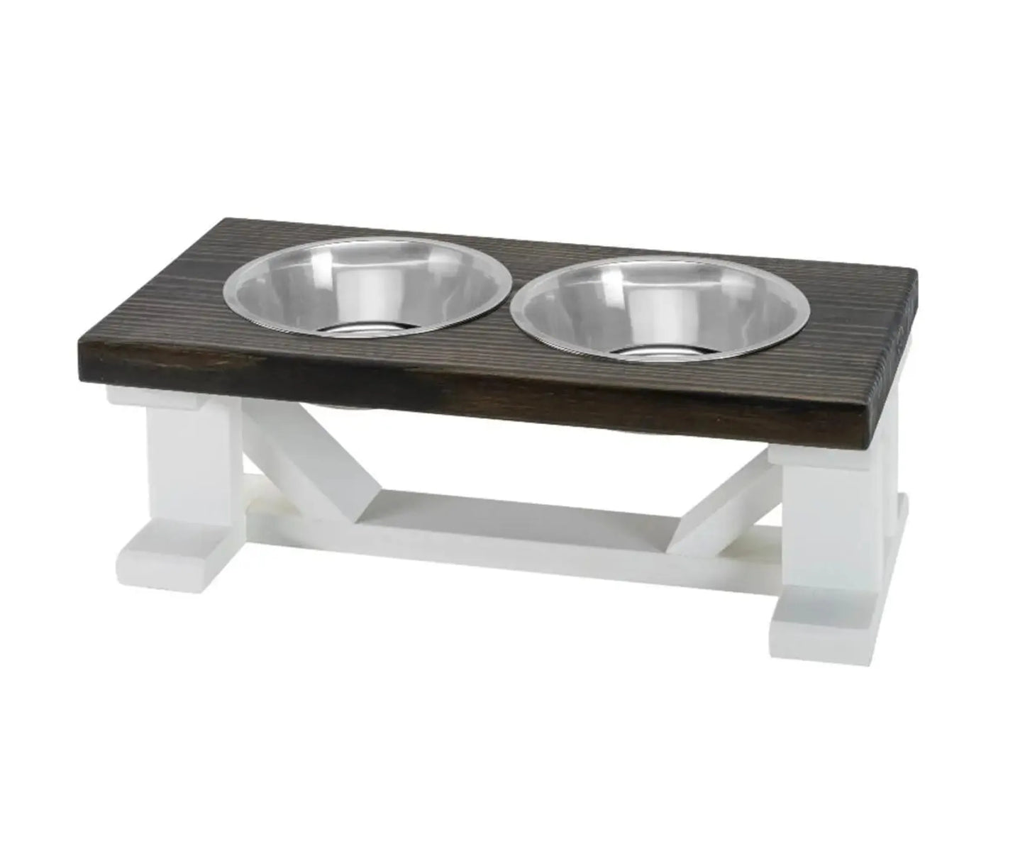 Farmhouse 2-Bowl Elevated Dog Feeder Chestnut Medium, Black Base