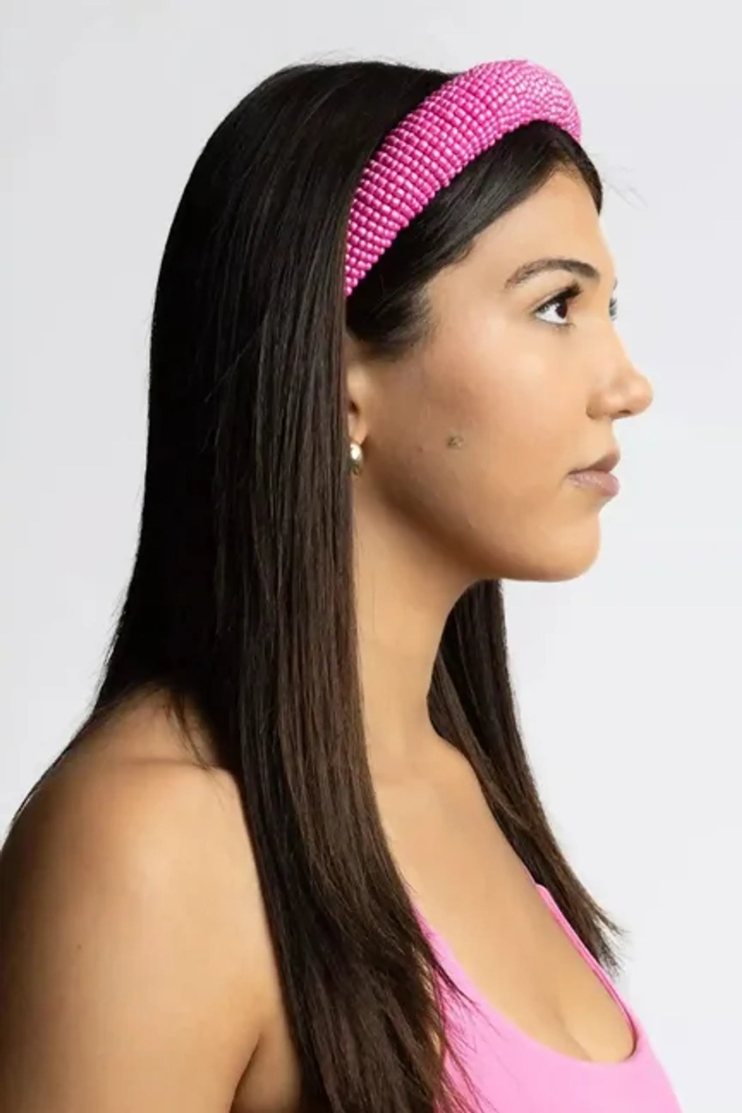 Pink Solid Beaded Headband