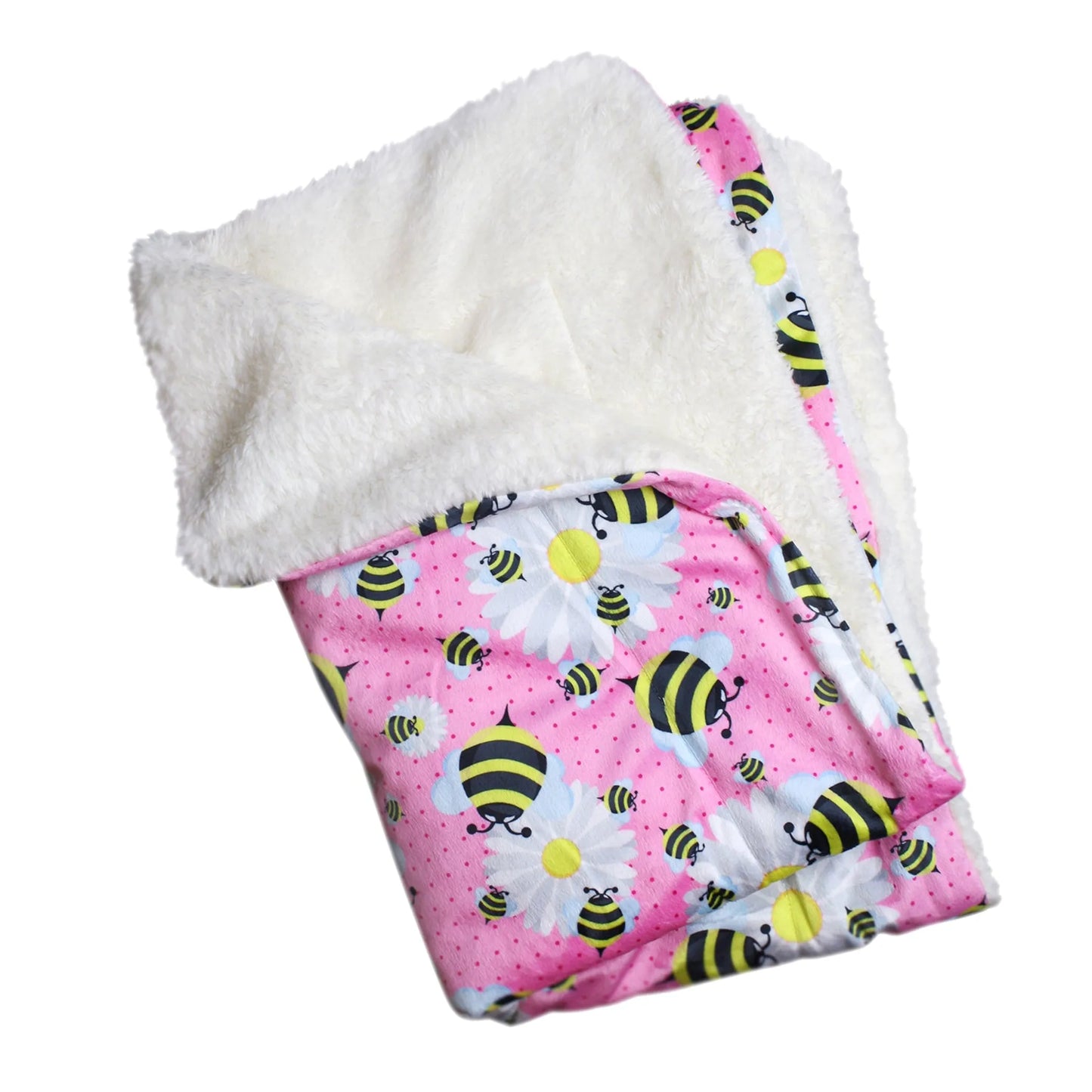 Ultra Soft Minky/Plush Bumblebee and Flowers Blanket