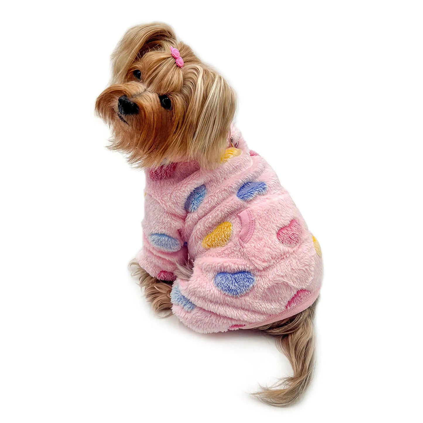 Ultra Plush Colorful Hearts Turtleneck Pajamas