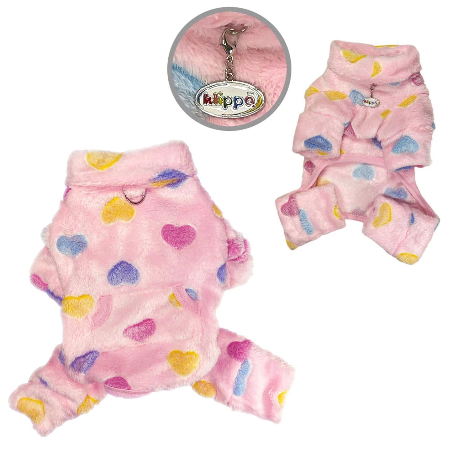 Ultra Plush Colorful Hearts Turtleneck Pajamas