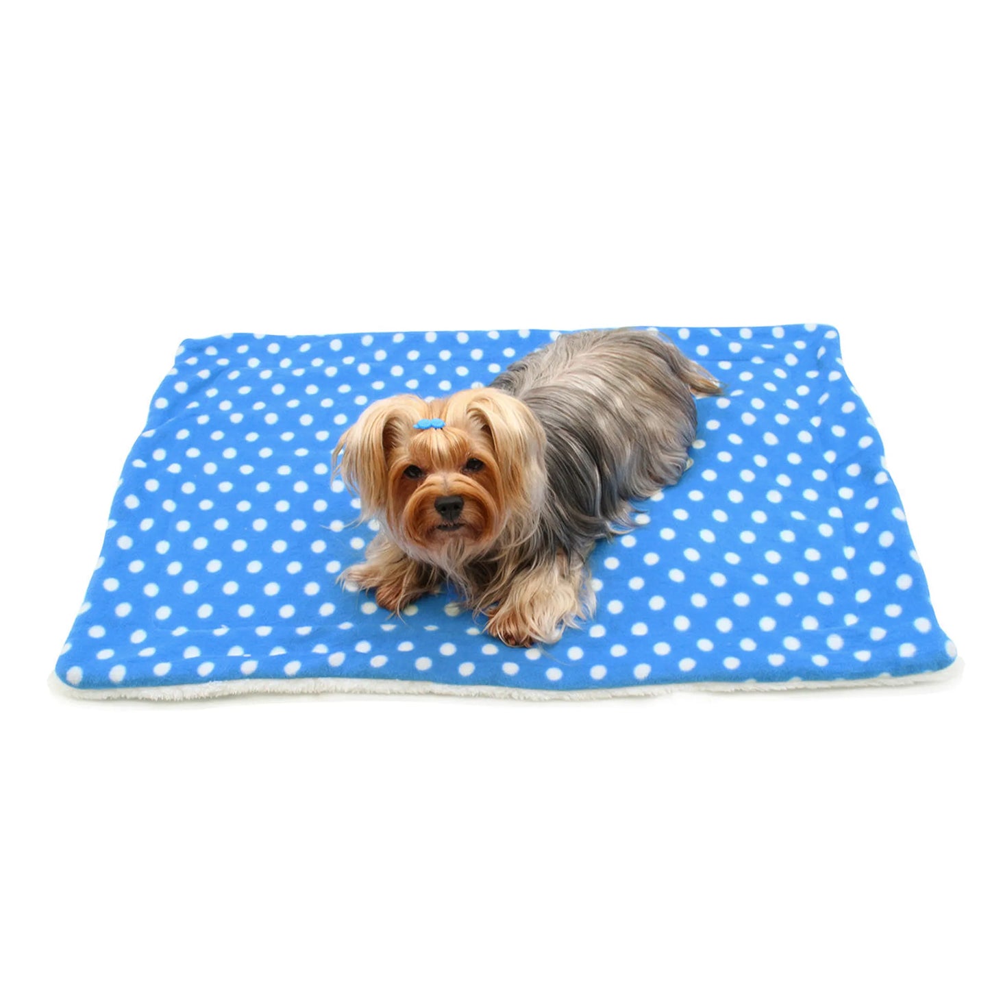 Blue with White Polka Dots Fleece/Plush Blanket