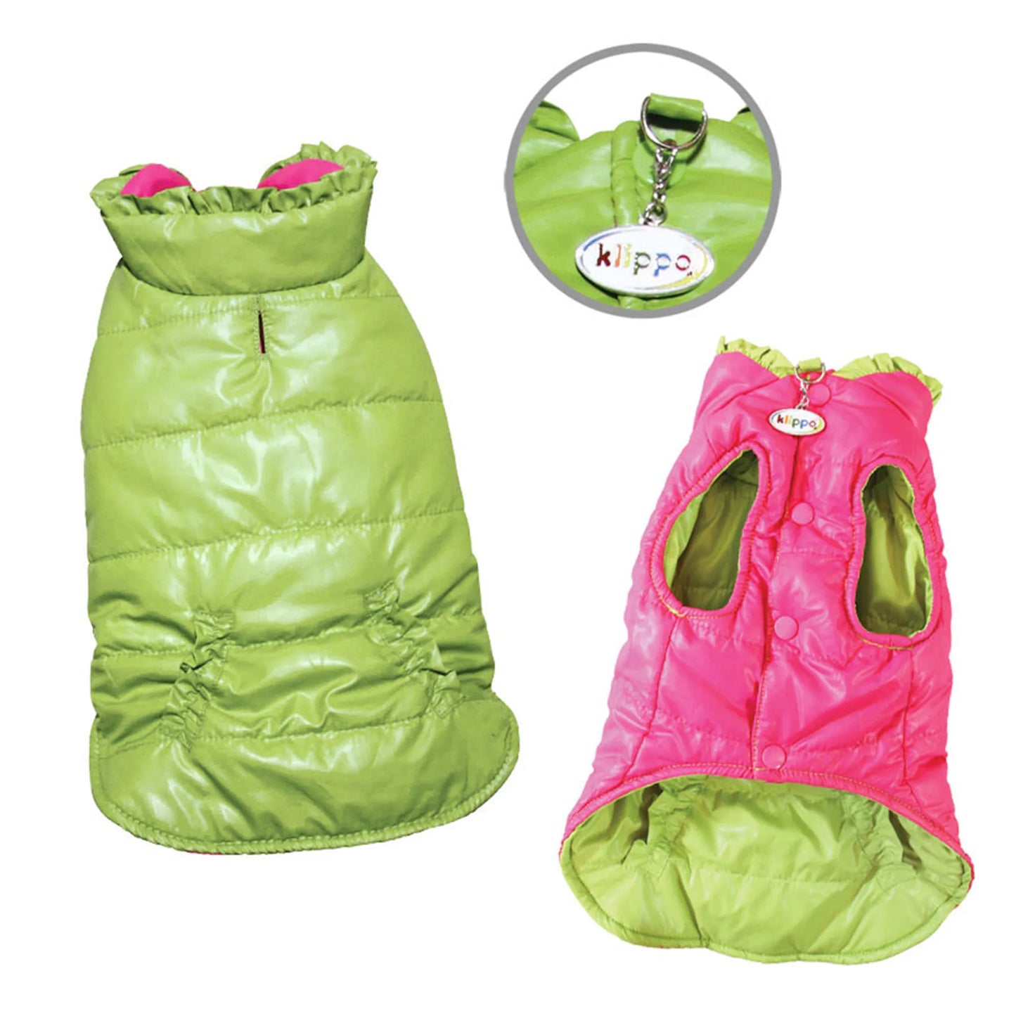 Reversible Parka Vest with Ruffle Trims