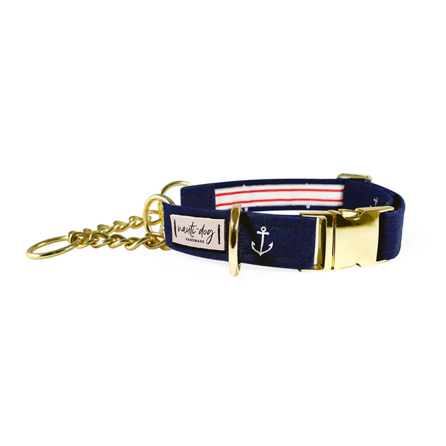 Anchors Away Nautical Buckle & Martingale Dog Collar - Pack Of: 1