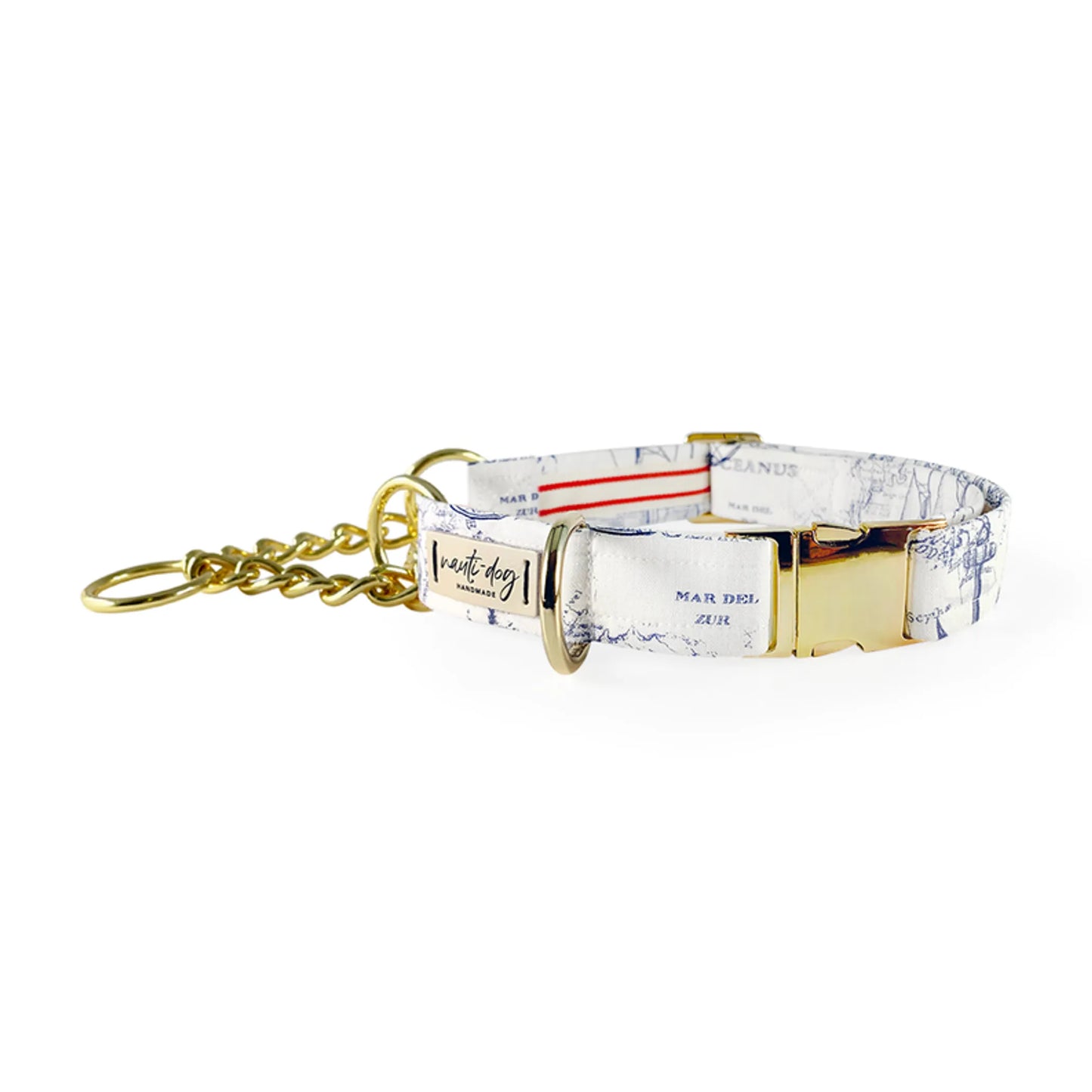 Carta Marina Light Vintage Nautical Toile Buckle & Martingale Dog Collar - Pack Of: 1