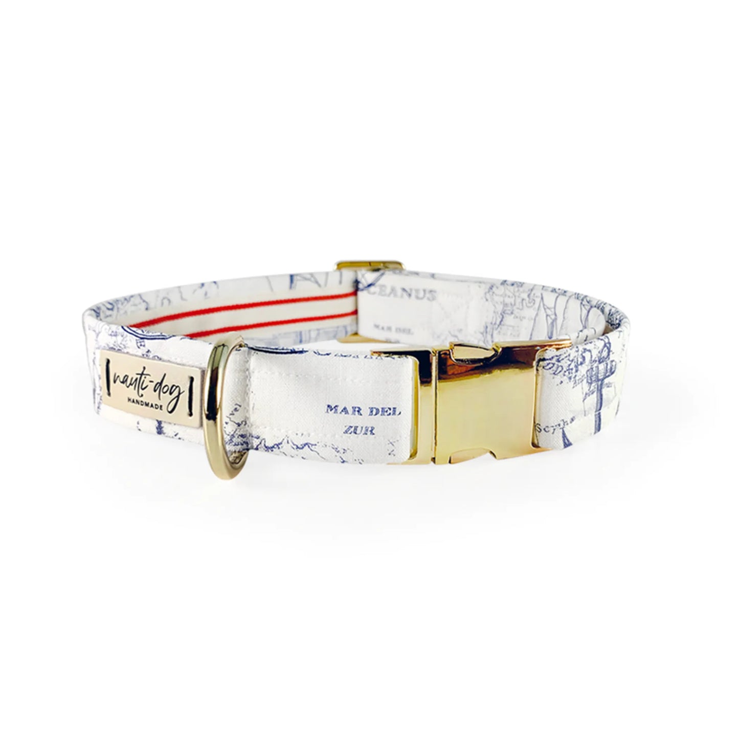 Carta Marina Light Vintage Nautical Toile Buckle & Martingale Dog Collar - Pack Of: 1